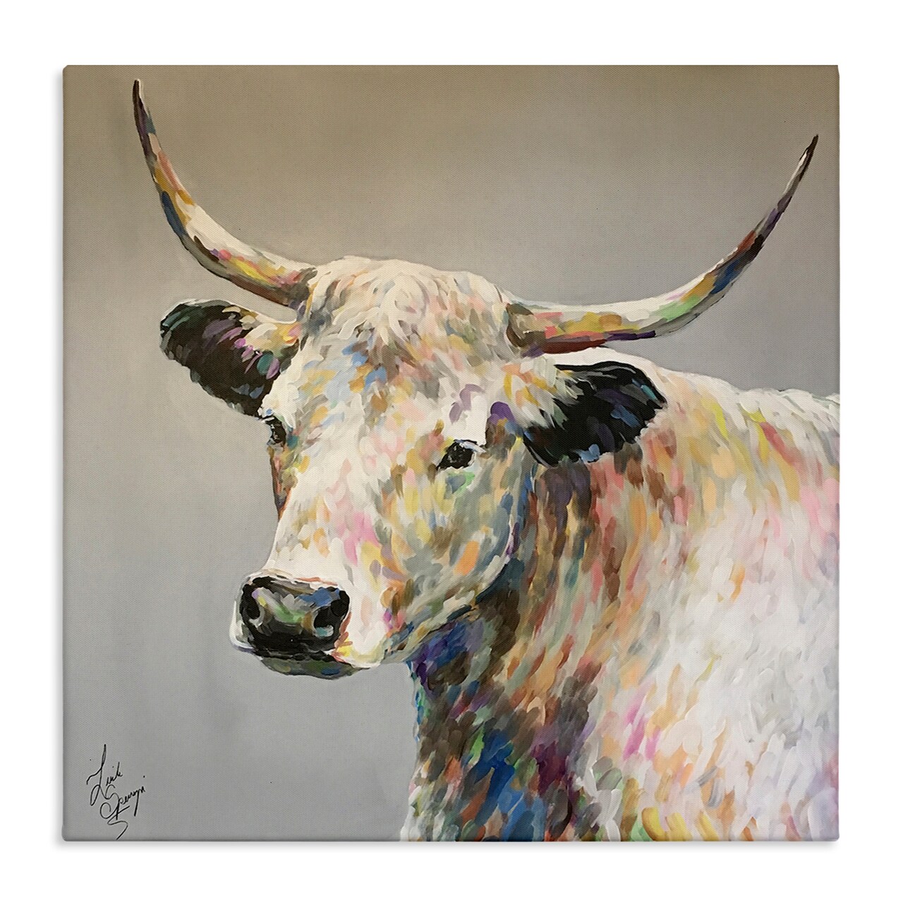Stupell Industries Raymond White Cow Painting Canvas By Linda Sperruzzi
